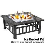 ZENY 32-Inch Outdoor Square Fire Pit Table