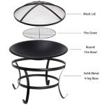 22" Portable Outdoor Fire Pit with Poker