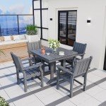 Pamapic 5-Piece Outdoor Dining Set with Umbrella Hole