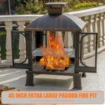 Panovue 45" Metal Chiminea Fire Pit & Grill