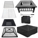 ZENY 32-Inch Outdoor Square Fire Pit Table