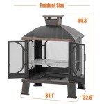 Panovue 45" Metal Chiminea Fire Pit & Grill