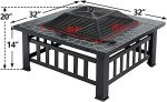 ZENY 32-Inch Outdoor Square Fire Pit Table