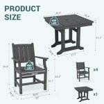 Pamapic 5-Piece Outdoor Dining Set with Umbrella Hole