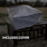 32-Inch Metal Outdoor Fire Pit with Screen