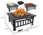 32-Inch Metal Outdoor Fire Pit with Screen