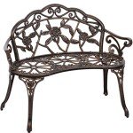Bronze Floral Accent Outdoor Garden Bench