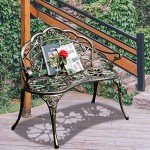 Bronze Floral Accent Outdoor Garden Bench
