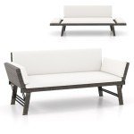 Tangkula Convertible Outdoor Sofa Daybed with Cushions
