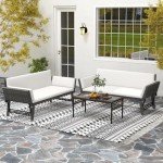 Tangkula Convertible Outdoor Sofa Daybed with Cushions