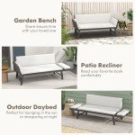 Tangkula Convertible Outdoor Sofa Daybed with Cushions