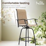 3-Piece Outdoor Swivel Bar Stool Set