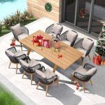 Purple Leaf 9-Piece Outdoor Wicker Dining Set