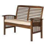 Modern Acacia Wood Patio Loveseat with Cushions