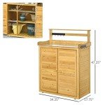 Outsunny Wooden Potting Bench with Storage Shelves