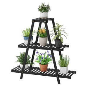 3-Tier Bamboo Plant Stand for Indoor/Outdoor Use