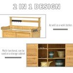 Outsunny Wooden Potting Bench with Storage Shelves