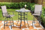 Shintenchi Outdoor Swivel Bar Set with Glass Table