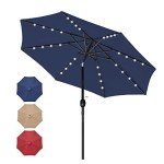 9' Solar Umbrella with LED Lights, Dark Blue