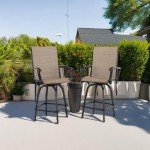 PHI VILLA 30 Inch Swivel Outdoor Bar Stools - Set of 2