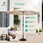 9FT Beige Patio Umbrella with Tilt and Crank