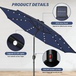 9' Solar Umbrella with LED Lights, Dark Blue