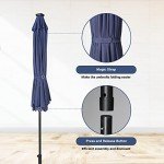 9' Solar Umbrella with LED Lights, Dark Blue