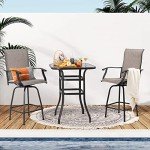 Shintenchi Outdoor Swivel Bar Set with Glass Table