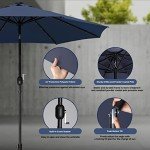 9' Solar Umbrella with LED Lights, Dark Blue