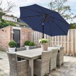 9' Solar Umbrella with LED Lights, Dark Blue