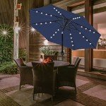 9' Solar Umbrella with LED Lights, Dark Blue