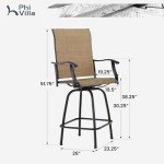 PHI VILLA 30 Inch Swivel Outdoor Bar Stools - Set of 2