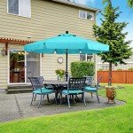 Turquoise 7.5ft Patio Umbrella with Tilt & Crank