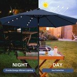 9' Solar Umbrella with LED Lights, Dark Blue
