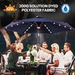 Navy Blue 7.5ft Solar LED Patio Umbrella