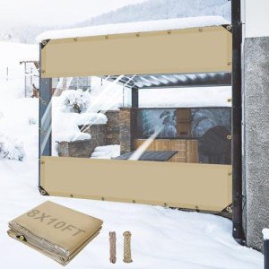 Heavy-Duty Waterproof Vinyl Patio Curtains - 8x10ft