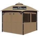 Khaki Gazebo Privacy Curtains with Mosquito Nets