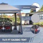11x11 FT Adjustable Gazebo Tent with Mosquito Netting