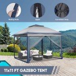 11x11 FT Adjustable Gazebo Tent with Mosquito Netting