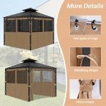 Khaki Gazebo Privacy Curtains with Mosquito Nets