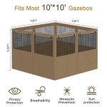 Khaki Gazebo Privacy Curtains with Mosquito Nets