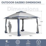 11x11 FT Adjustable Gazebo Tent with Mosquito Netting
