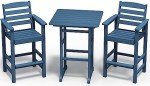 3-Piece Blue Adirondack Chairs and Bar Table Set