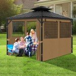 Khaki Gazebo Privacy Curtains with Mosquito Nets