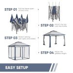 11x11 FT Adjustable Gazebo Tent with Mosquito Netting