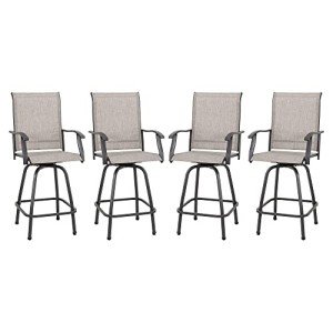 Taupe 4-Piece Patio Swivel Bar Stool Set
