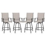 Taupe 4-Piece Patio Swivel Bar Stool Set