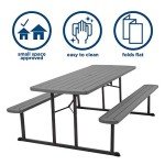 6 ft. Folding Picnic Table - Dark Gray Resin
