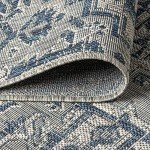 Estrella Textured Weave Area Rug - Navy/Gray
