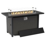 45-Inch Propane Fire Pit Table with Glass Wind Guard